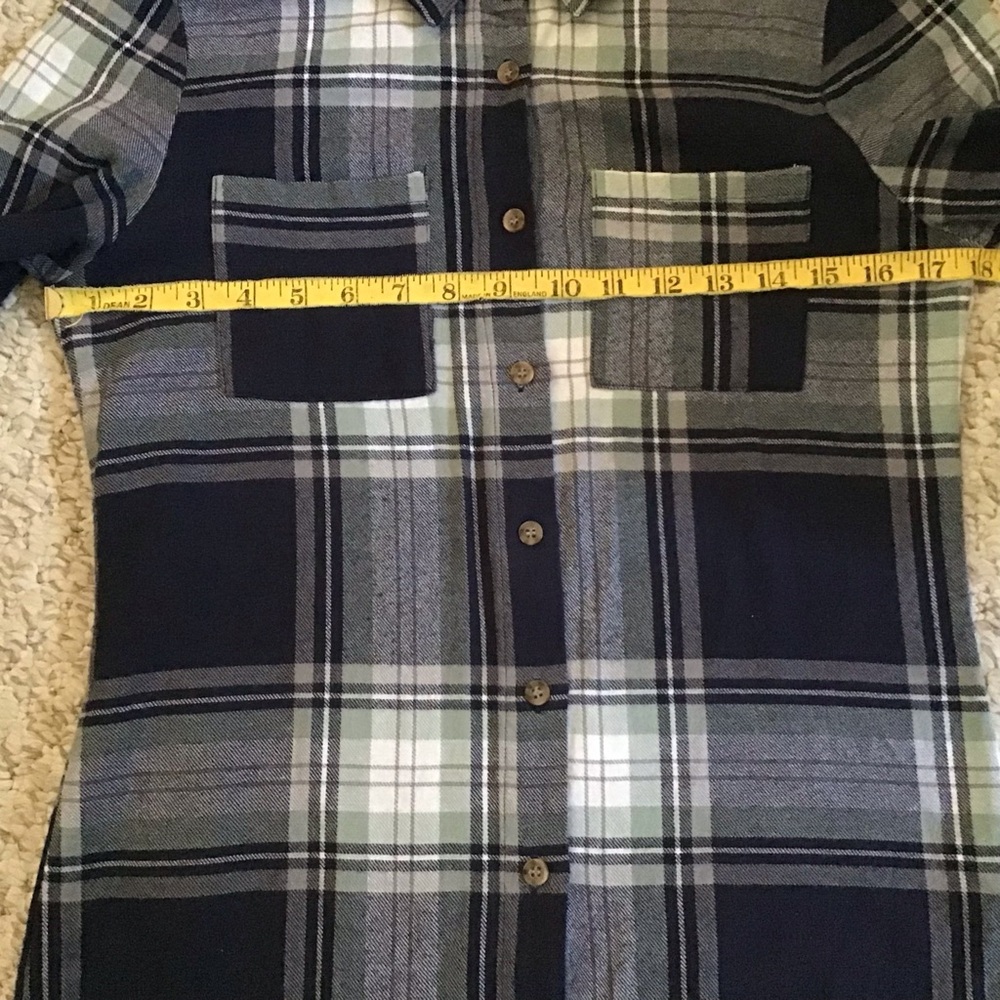 Womens Navy and White Plaid Button-Down Shirt - Picture 5 of 6